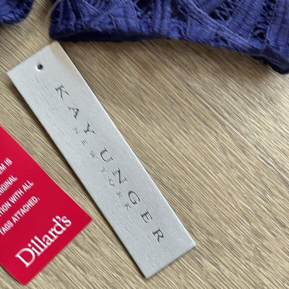 Kay Unger Dress Women 12 Portia Tea Length Midnight Blue Cocktail Asymmetrical - Picture 11 of 13